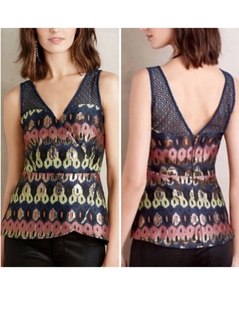 Anthropologie HD in Paris Yana Jacquard Top Sz 0